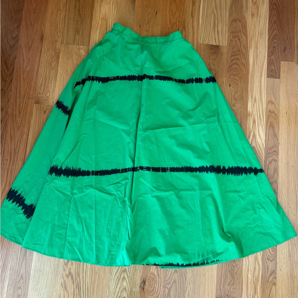 S/W/F Green and Black Women's Skirt (paper bag style)